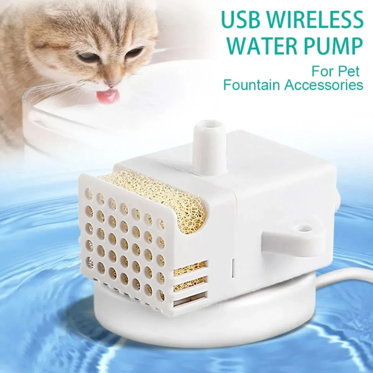 Bomba de Agua Bebedero automático para Perros, Fuente de Repuesto, Cuenco, dispensador de Agua inalámbrico para Gatos y Mascotas, Bomba para Fuente de Agua para Mascotas
