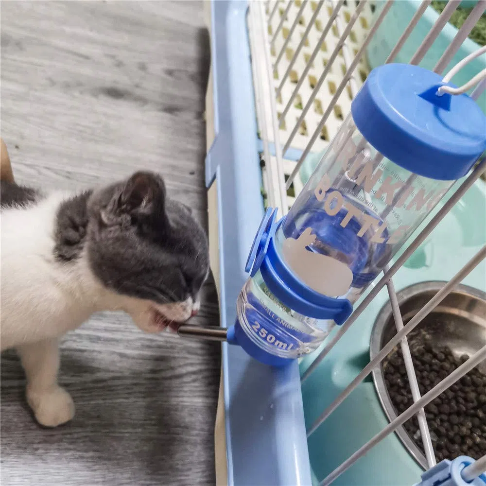 2 botellas de agua de animales pequeños sin goteo de 8.4 onzas, botellas de agua de jaula para mascotas pequeñas, conejo, hurón, hámster, conejillo de indias, conejo