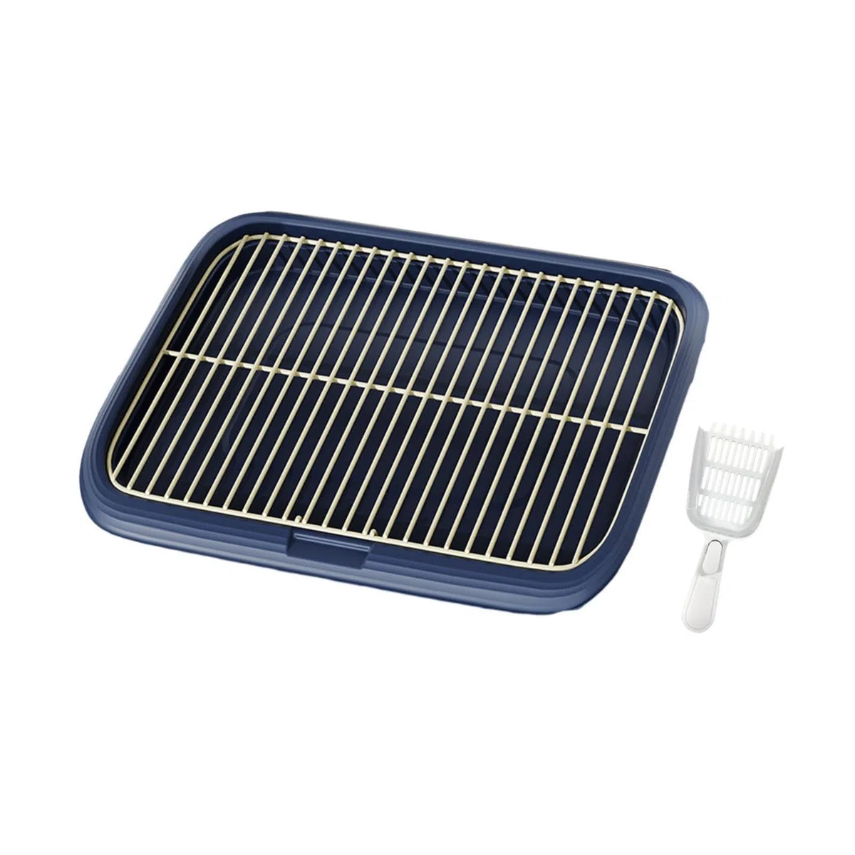 El Entrenamiento para IR al baño de tu Cachorro es fácil con una Bandeja Antideslizante Especialmente diseñada para Perros pequeños en casa, Azul Oscuro, SG