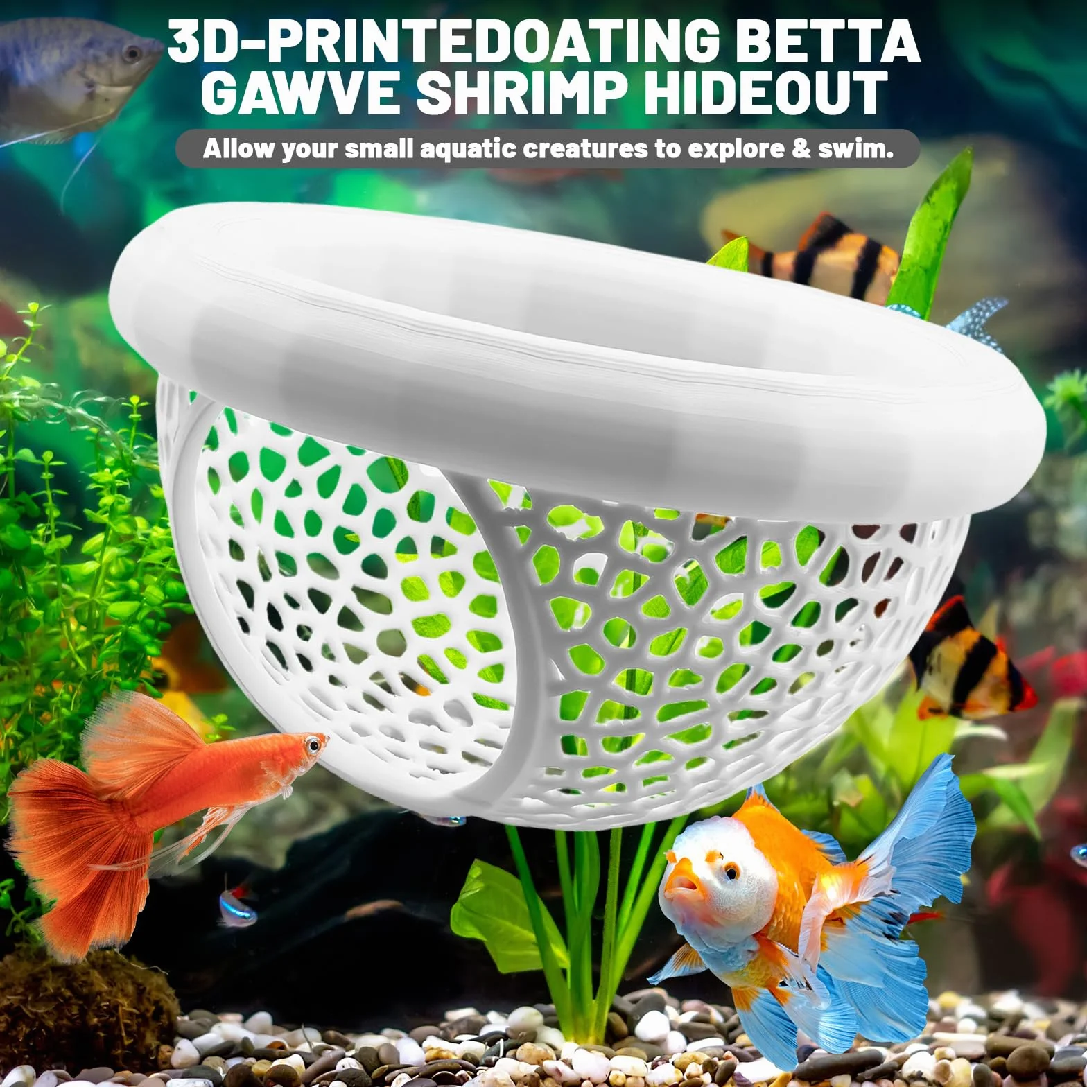 Pieles flotantes de peces Betta para acuario, adecuadas para luchar contra peces, camarones y peces pequeños, hamaca multifuncional, accesorios decorativos para esconder acuarios (blanco)