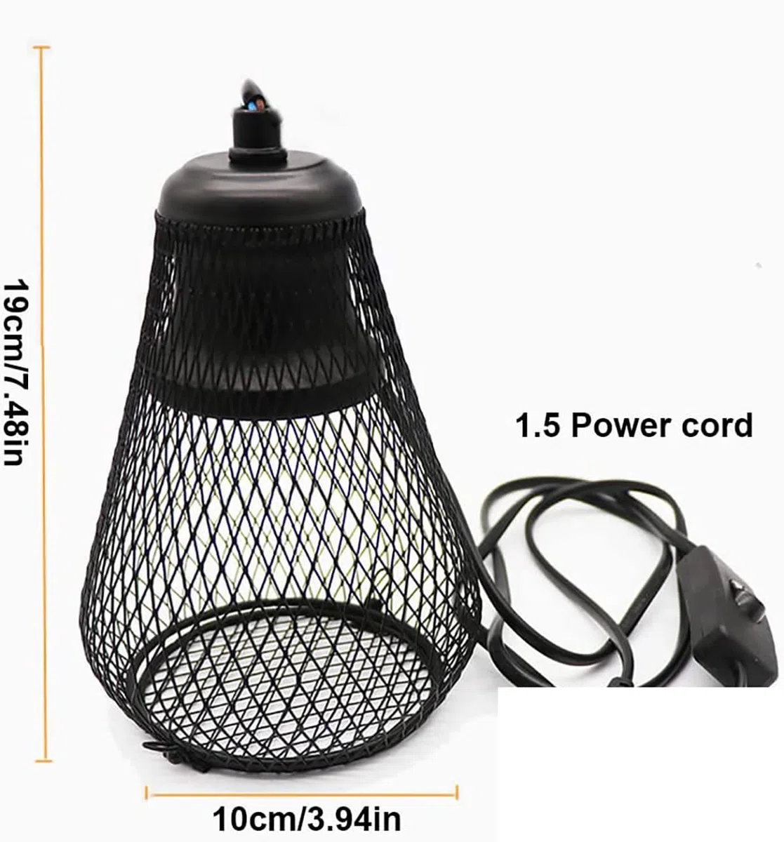 Lámpara Calefacción Reptil, Lámpara Calefacción 25-150W, con Pantalla Lámpara Y Tubo Hierro A Prueba Mordeduras, para Acuario Gallinas Y Lagartos,25W