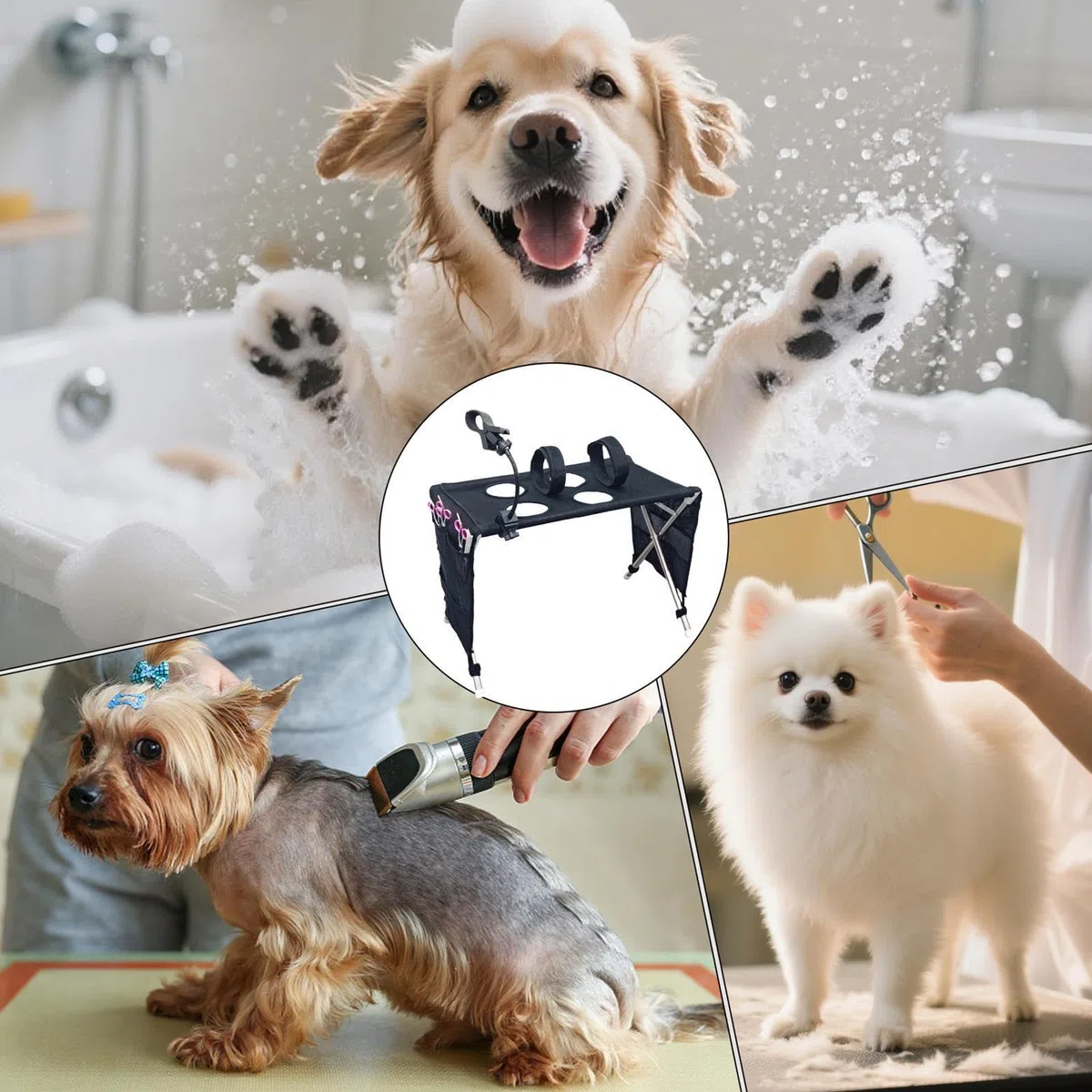 Mesa Peluquería Canina Soporte Baño Plegable Malla Transpirable Secado