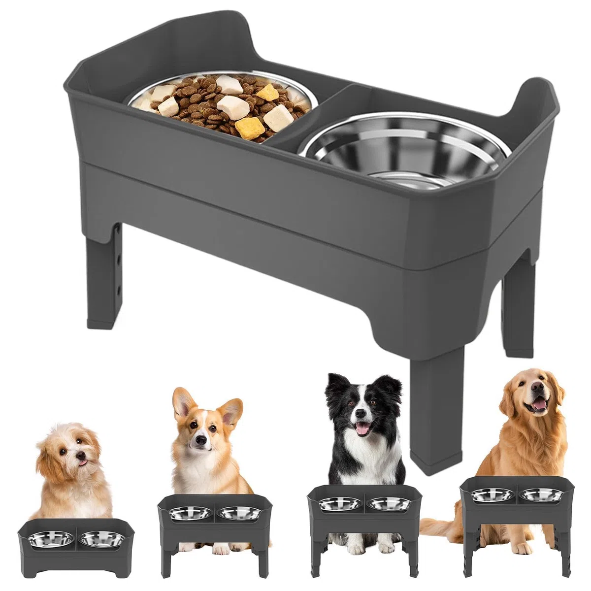 Comederos Elevados para Gatos Estación De Alimentación De Acero Inoxidable | Comederos Con Soporte Para Mascotas Entrenamiento Bebida Cocina Exterior Viaje Camping Patio Trasero