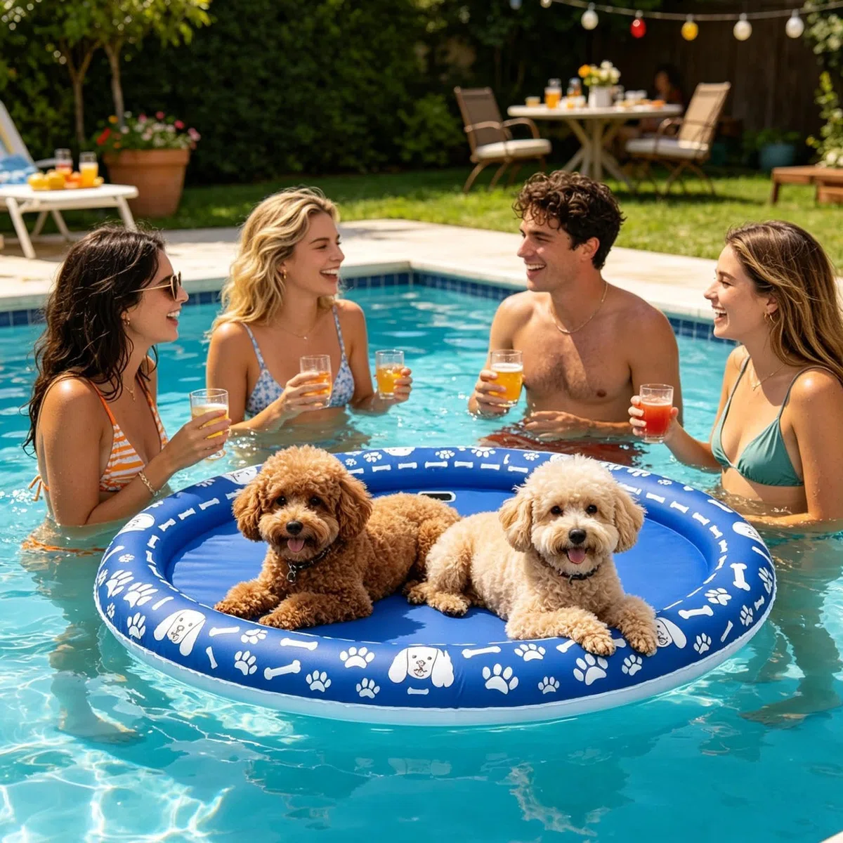 Flotadores de piscina para perros Balsa Inflable Resistente A Los Desgarros | Balsa De Perro Para Verano, Natación, Agua, Lago, Estanque, Río, Playa, Gato, Cachorro
