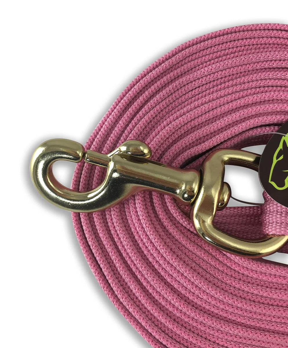 24 de soporte de algodón Web Lunge línea con tornillo tapa y tope de goma, color por Southwestern Equine, Rosado