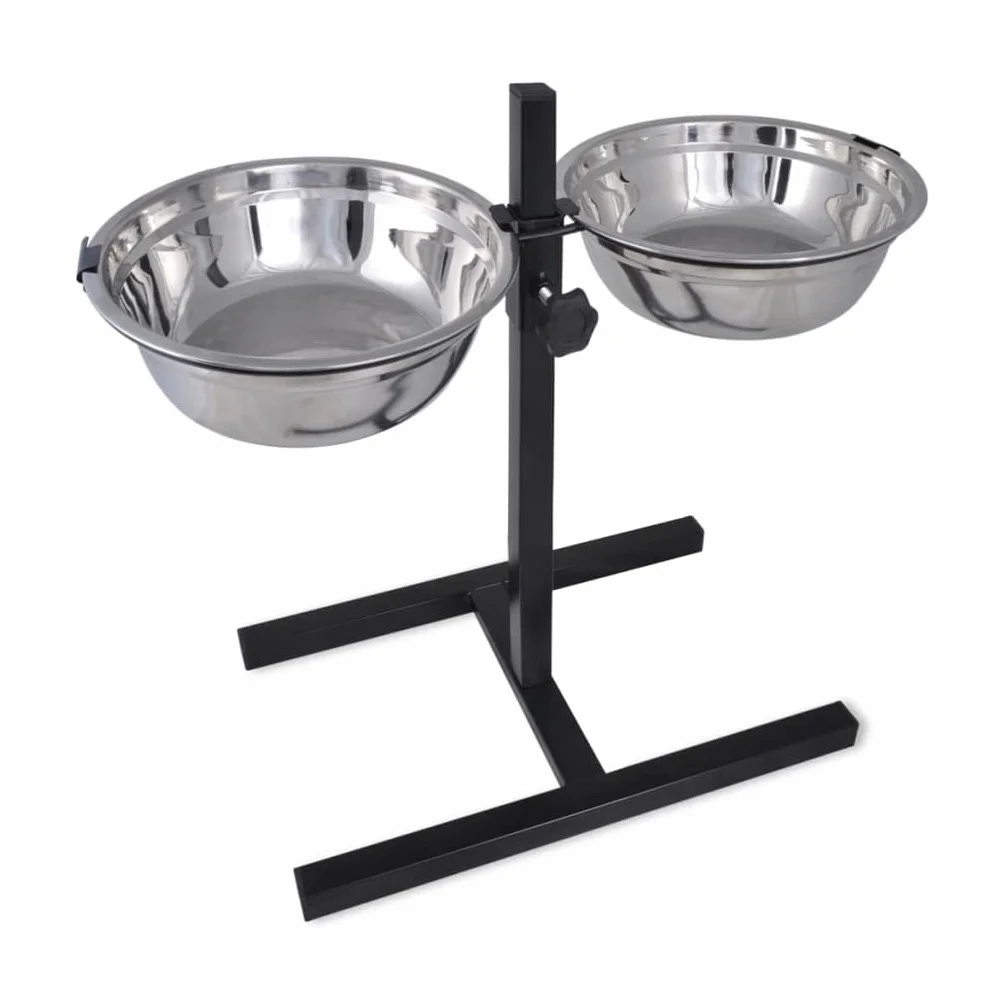 Comedero de altura ajustable, juego de 2 cuencos de acero inoxidable de 4,1 l, estación estable en forma de H para perros y gatos