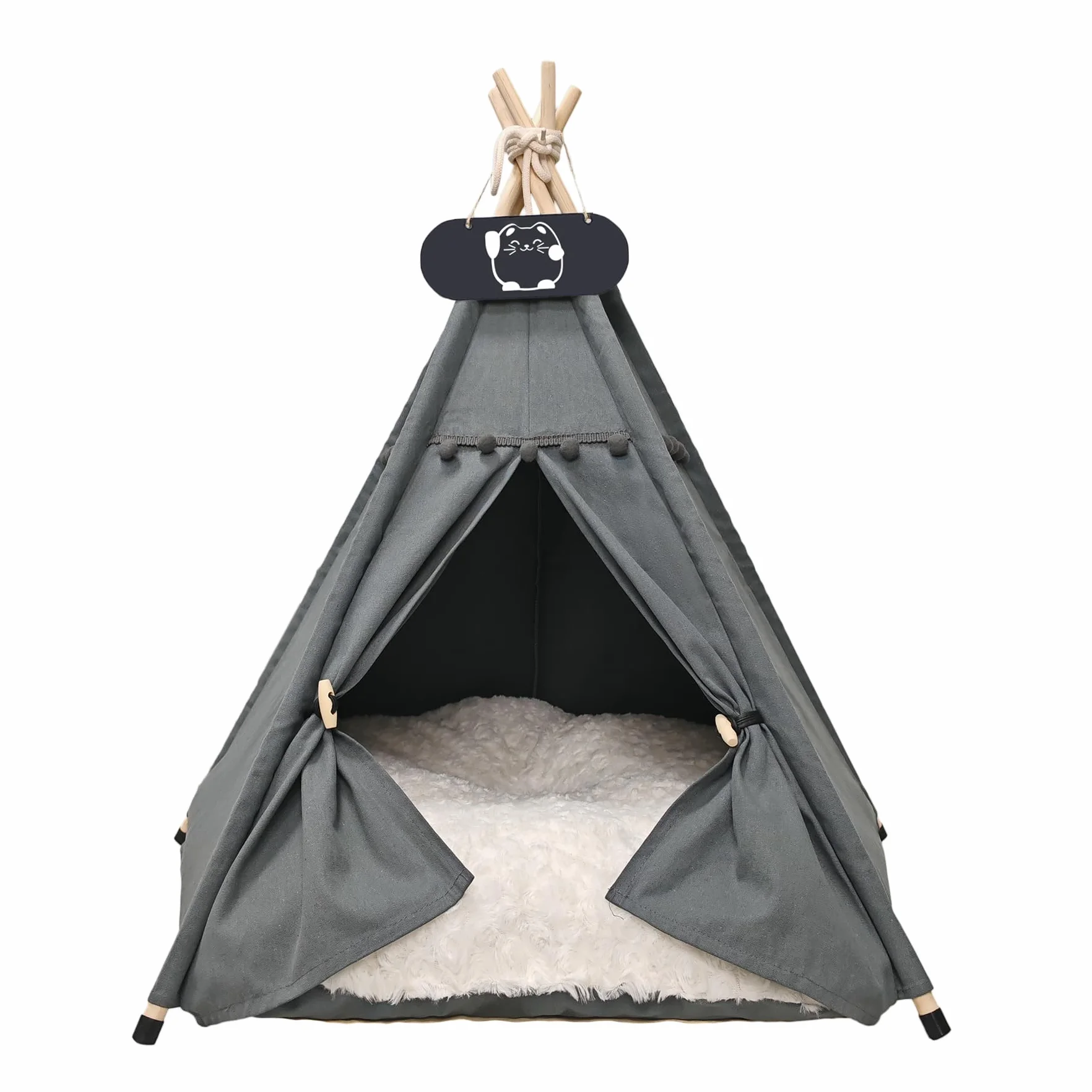 Tienda de campaña tipi para mascotas con cojín de doble cara, tienda para perros desmontable y lavable, lujosa cueva para perros, tienda para gatos y casas para mascotas 60x60x70cm