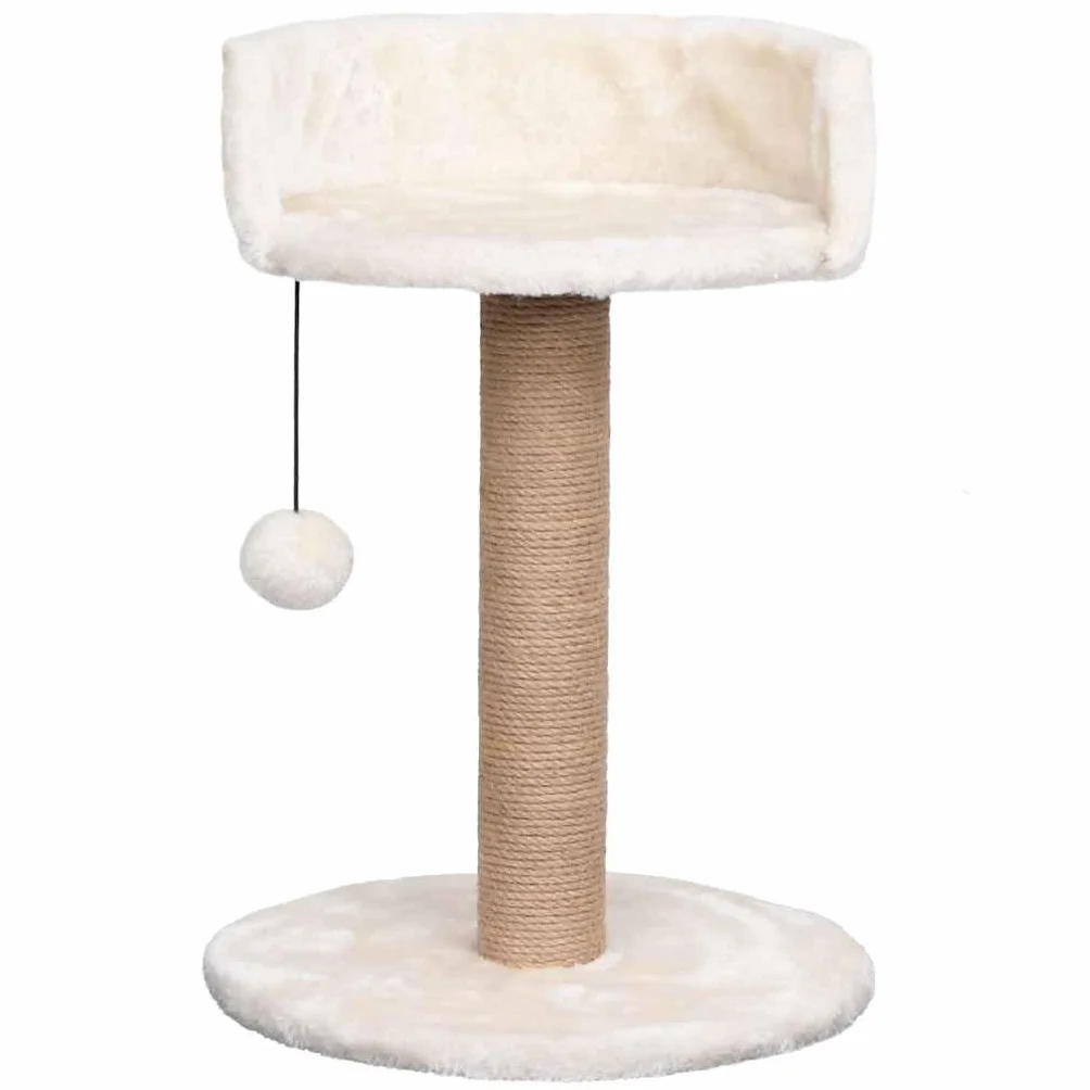 Árbol para gatos con columna rascador de hierba marina 49 cm para gatos pequeños | Mueble compacto para gatos para sala de estar con cama de felpa suave y juguete colgante para el entretenimiento.