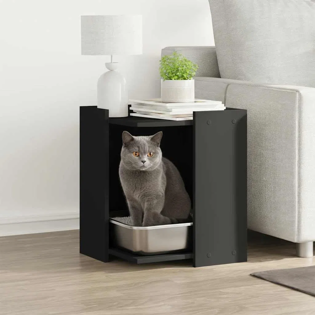 Caja de arena para gatos, 42 x 42 x 51 cm, material de madera