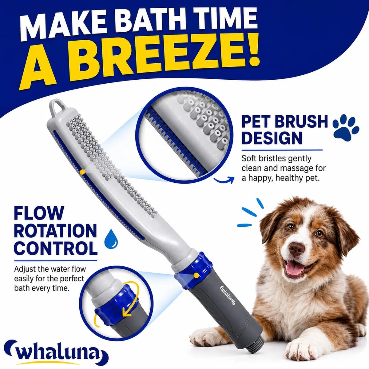 Pulverizador de ducha para perros con manguera de 8 pies, accesorio de ducha de alta presión para perros para baño y aseo, rociador de manguera de ducha para mascotas con adaptadores para