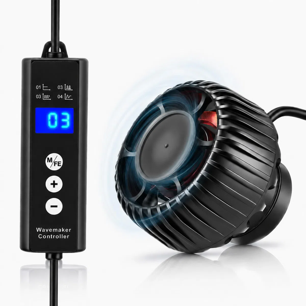 Wavemaker Bomba de flujo para acuario, 6 W, bomba de onda DC con 3000 l/h y 10 niveles, bomba de circulación magnética con 4 modos para depósito de peces de 15 – 189 L, para agua dulce y agua salada