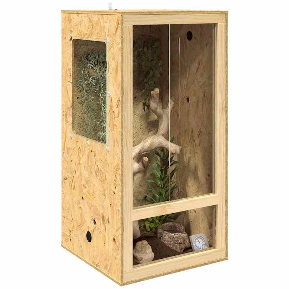 vidaXL Terrario Marrón 50 x 50 x 100 cm OSB, Recinto para Reptiles, terrario Cuadrado rústico, hábitat de Vidrio versátil, hogar para Mascotas