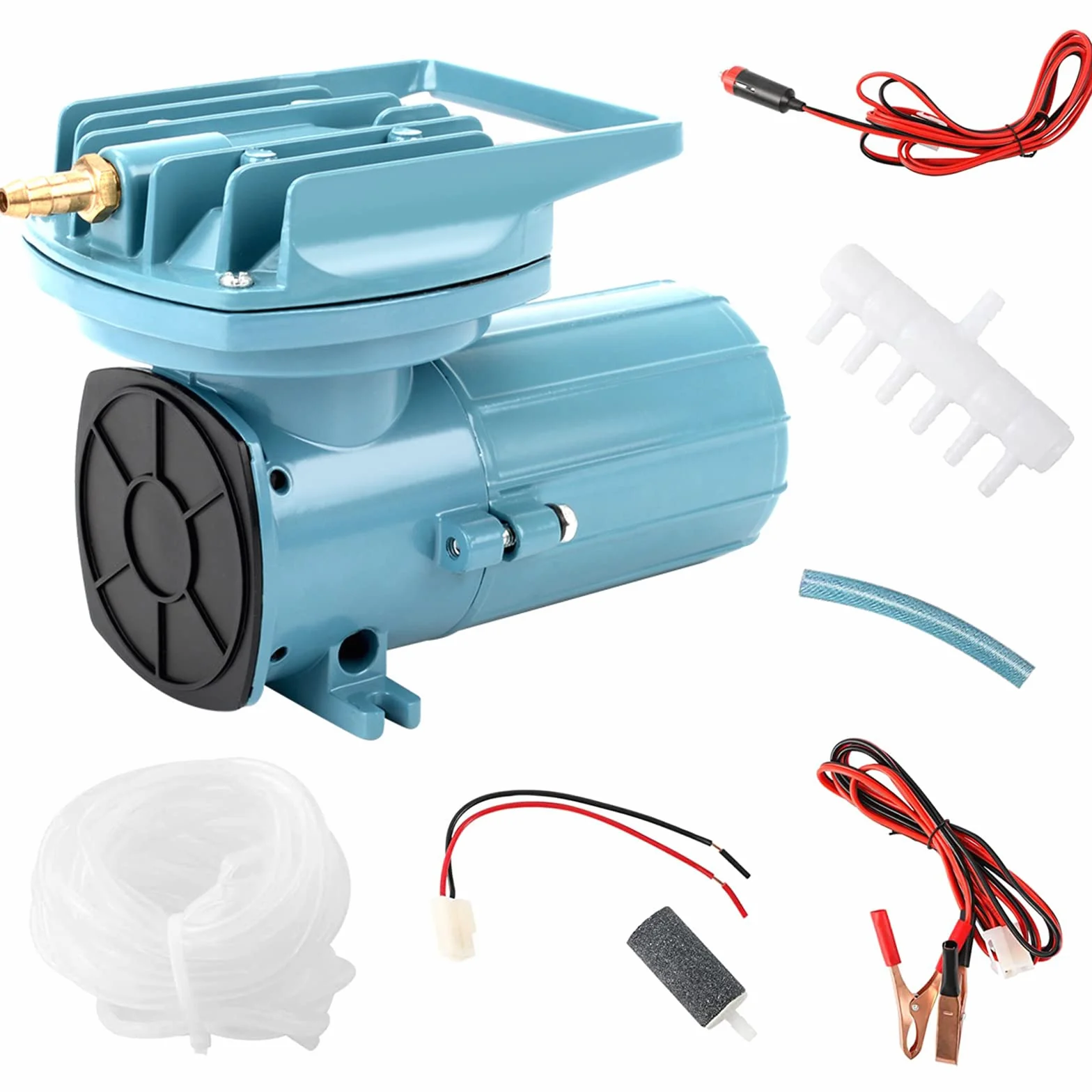 Bomba de aire para acuario, aireador de oxígeno de 12 V CC para pesca al aire libre y acuarios, burbujeador de estanque con cable de coche para peceras y fuentes