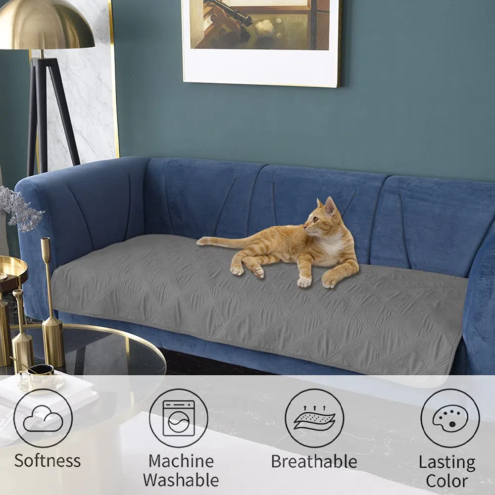 Ameritex Funda Impermeable para Cama para Perro, Manta para Mascotas con Parte Trasera Antideslizante para Muebles, Cama, sofá (30 x 70 Pulgadas, Gris Claro)