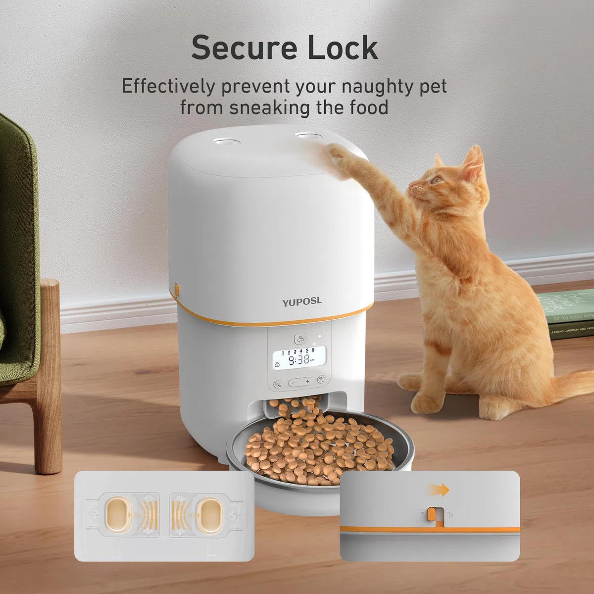 Comederos automáticos para Gatos, dispensador de Comida para Gatos de 3 litros, fácil de Usar, alimentador automático para Mascotas con más de 180 días de duración de la batería, 1-6 Comidas, Control