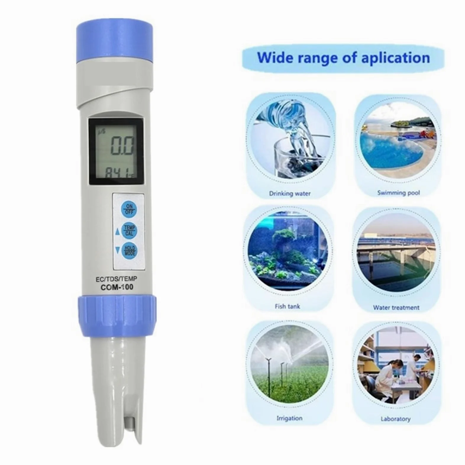 Probador de Agua, Analizador de CE Profesional, medidor de TDS, comprobador de Temperatura con calibración automática y retención de Datos, Herramientas de medición for Piscinas.