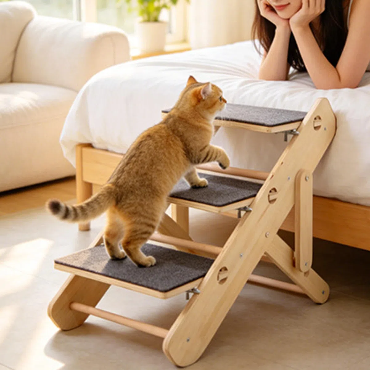 Rampa para Perros Plegable Escaleras Plegables Estables para Mascotas | Para Subir a la Cama o al Sofá Para Subir a Camas, Sofás y Sillones en Casa