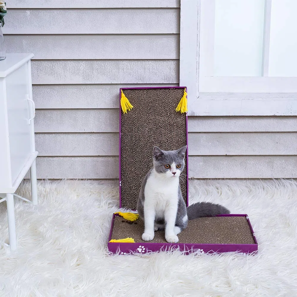 PEEKAB Rascador de cartón para Gatos, Tabla Ancha para rascar Reversible, Corrugado, Almohadilla para rascar Gatos con Caja incluida, 3 Piezas Grandes
