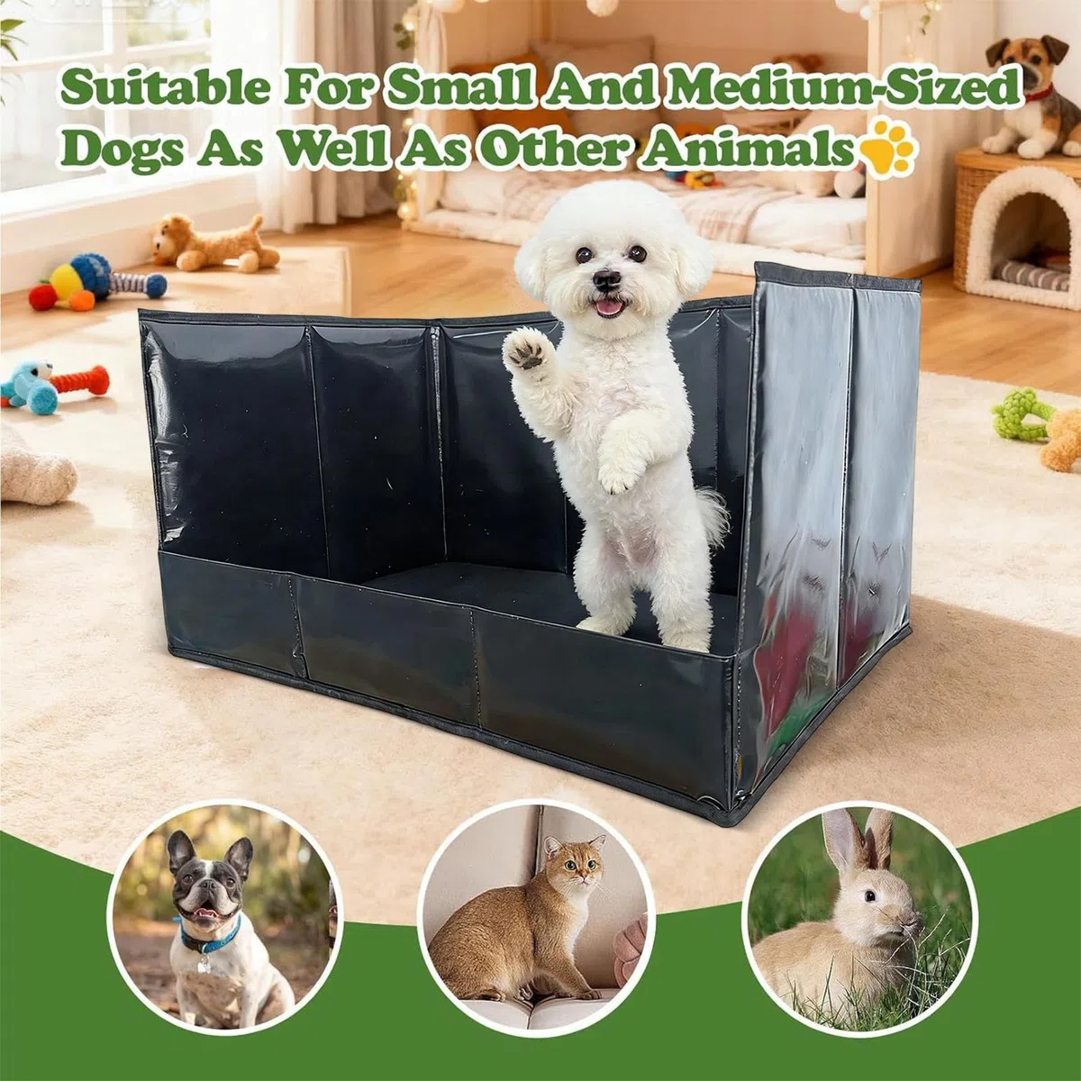 Bandeja de Entrenamiento para Cachorros Bordes Altos Plegable Portátil | Bandeja de Baño para Cachorros Para Limpieza y Mantenimiento en Balcón, Patio y Apartamento