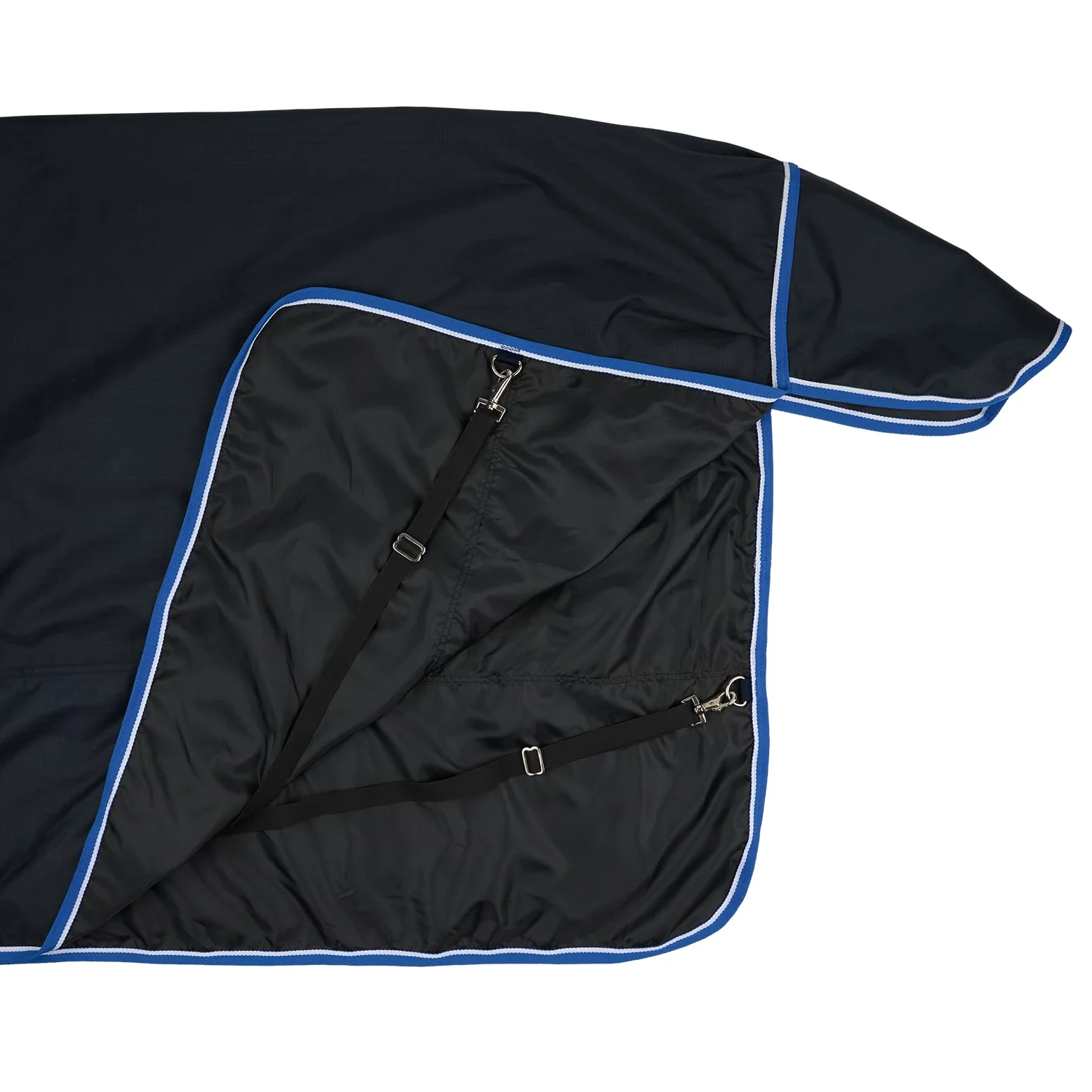 HORZE Glasgow - Manta de caballo de invierno de peso medio impermeable con cubierta para el cuello (relleno de 150 g), color azul oscuro, 75 pulgadas