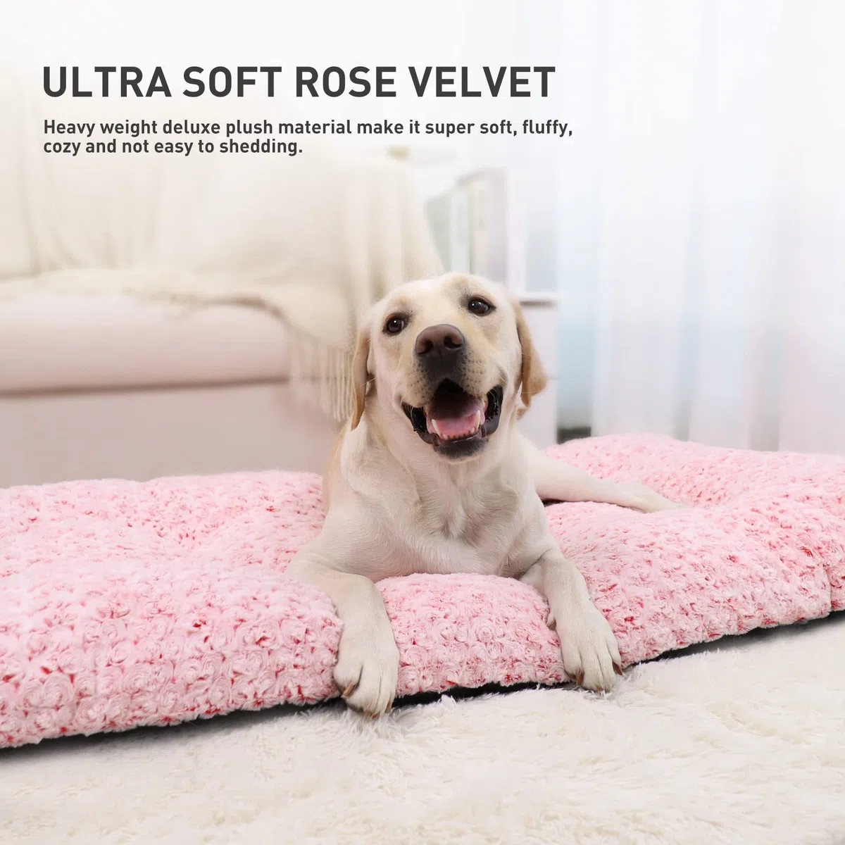 Cama para perro lavable de lujo de felpa para perros con cajón de cama cómoda para perros y razas grandes, jumbo, medianas, perros pequeños y gatos, 35 x 23 pulgadas, color rosa