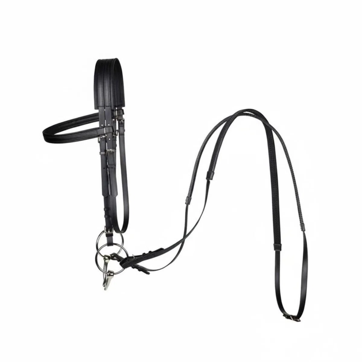 Brida para Caballo Resistente Equipo Ecuestre Cabezada Ajustable y Antideslizantes de PVC Adecuado para Entrenamiento Competición y, Negro