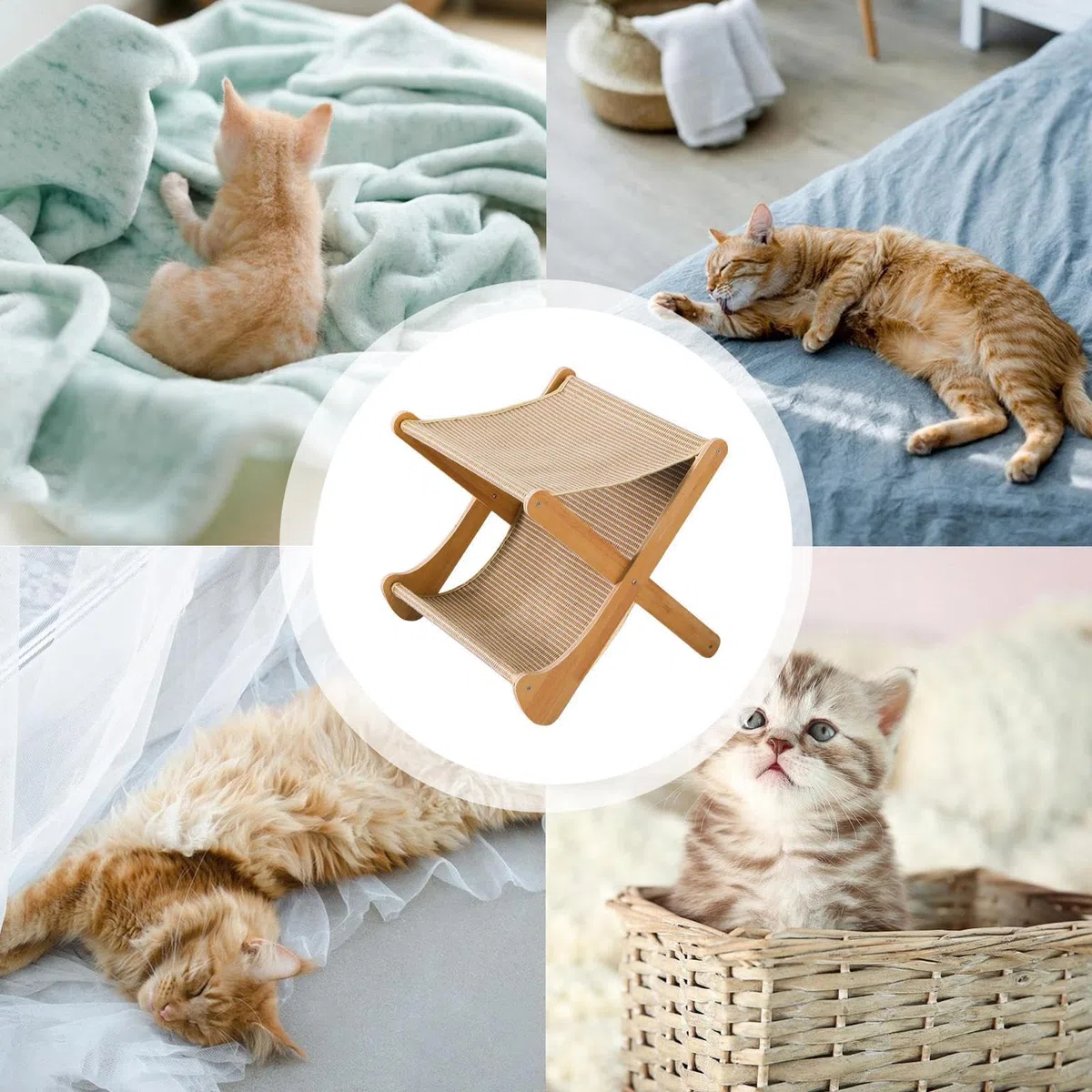 Casa Rascador De Cartón Para Gato Sofá De 2 Capas Plegable Interactivo