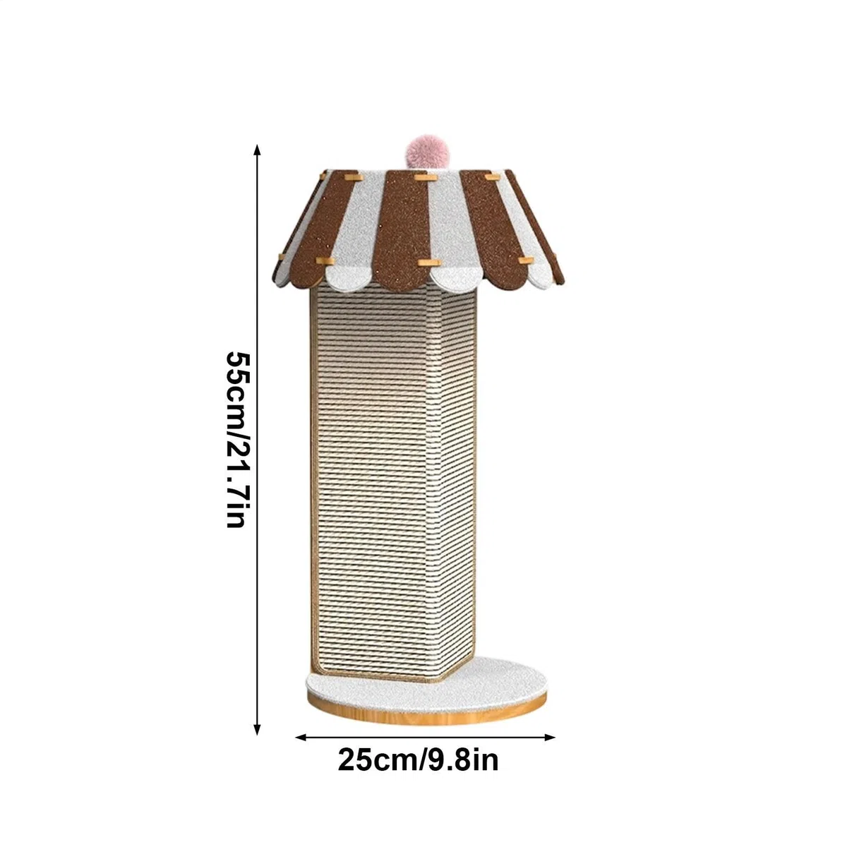 Gato columna rascador de 55 cm de sisal grande juguete rascador | Columna rascador para estirar el cuerpo del gato en interiores, especialmente en el salón en el sofá y