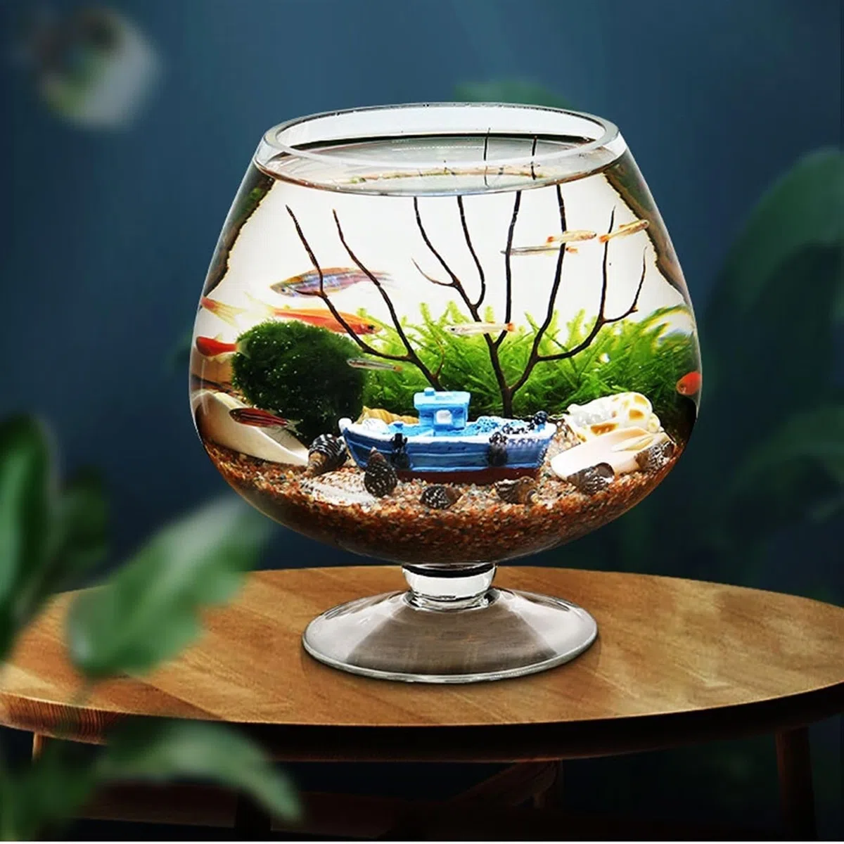 Acuario Tanque de Peces en Forma de Copa, Tanque de Peces, Acuario, Botella ecológica de Escritorio, Tanque de Peces pequeño, Agua de Vidrio Transparente for Mascotas Peces Acuario(Grande)