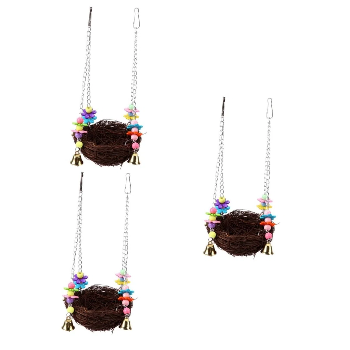 Beaupretty 3 Piezas Columpio De Pájaro Columpio De Ratán Columpio De Loro De Moda Nido De Bambú Rota