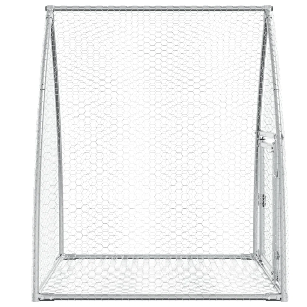 Conejera plateada de acero galvanizado, 105 x 100 x 120 cm, con puerta y cerradura, jaula para animales pequeños para conejos, casa de roedores, rueda libre y salida al aire libre para
