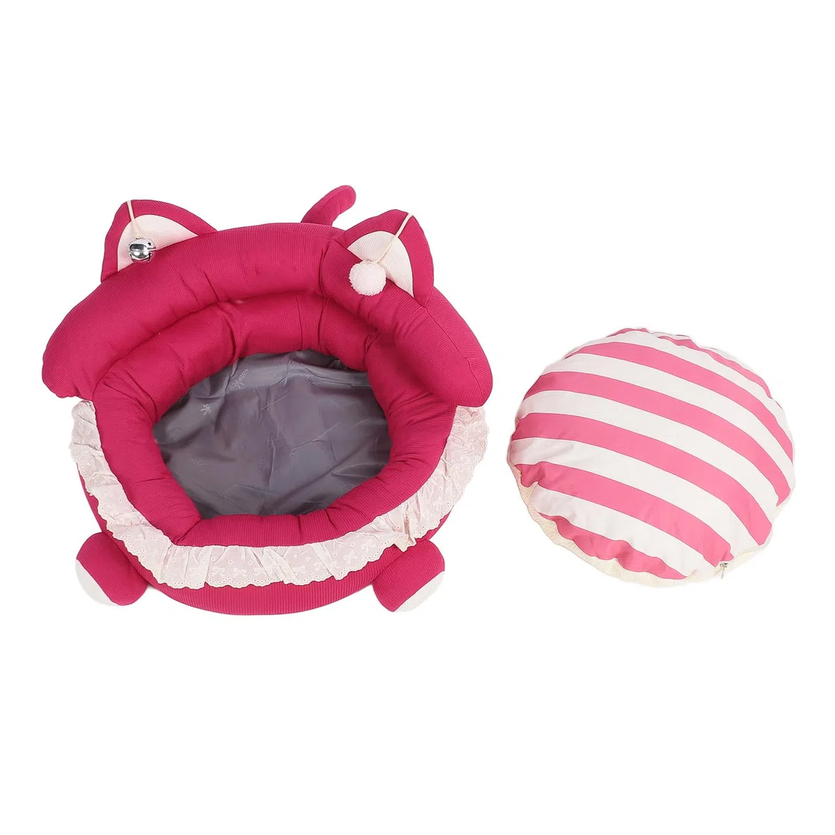 Fockety Cama para Perros Pequeños, Linda Forma 3D Colchón para Perros con Cama para Mascotas con Almohada de Cuello Elevado, Cómodo y Suave Cama Redonda para Mascotas con Juguetes para (M)