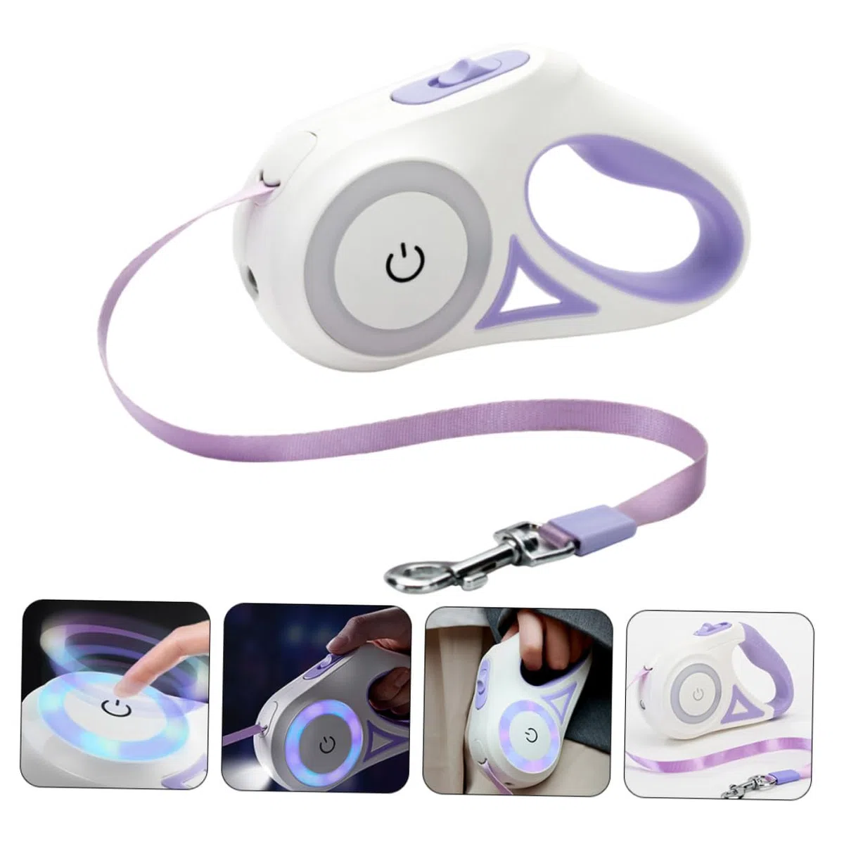 Correa Automática Retráctil para Perros Luz Led y Asa Antideslizante Cuerda Duradera y Resistente para Paseos y Entrenamientos Al Aire Metros