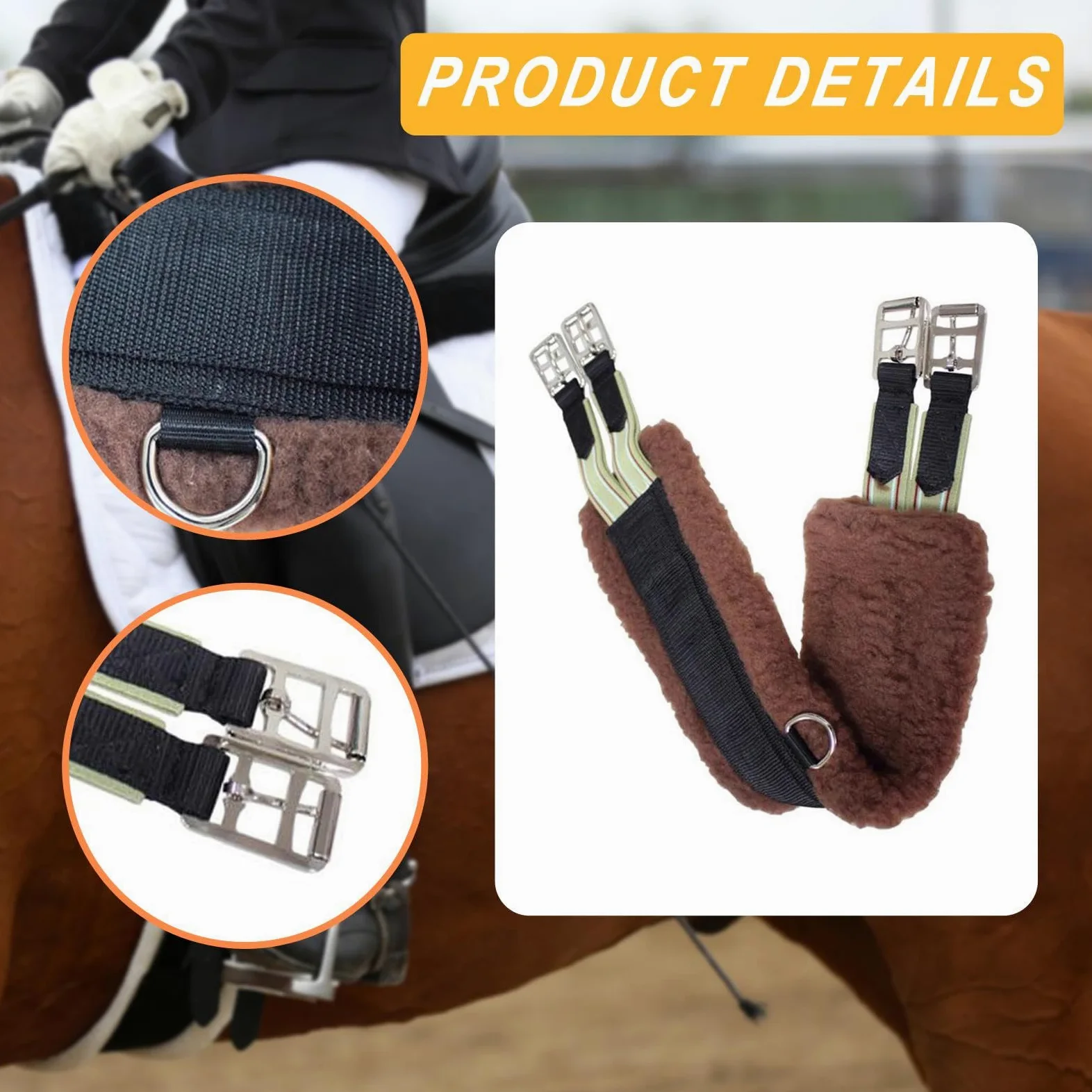 Cincha para Caballo Cincha para Montura Cincha Transpirable Cincha para Equitación con Hebilla de Acero Inoxidable Y Diseño Liviano Adecuada para Pase