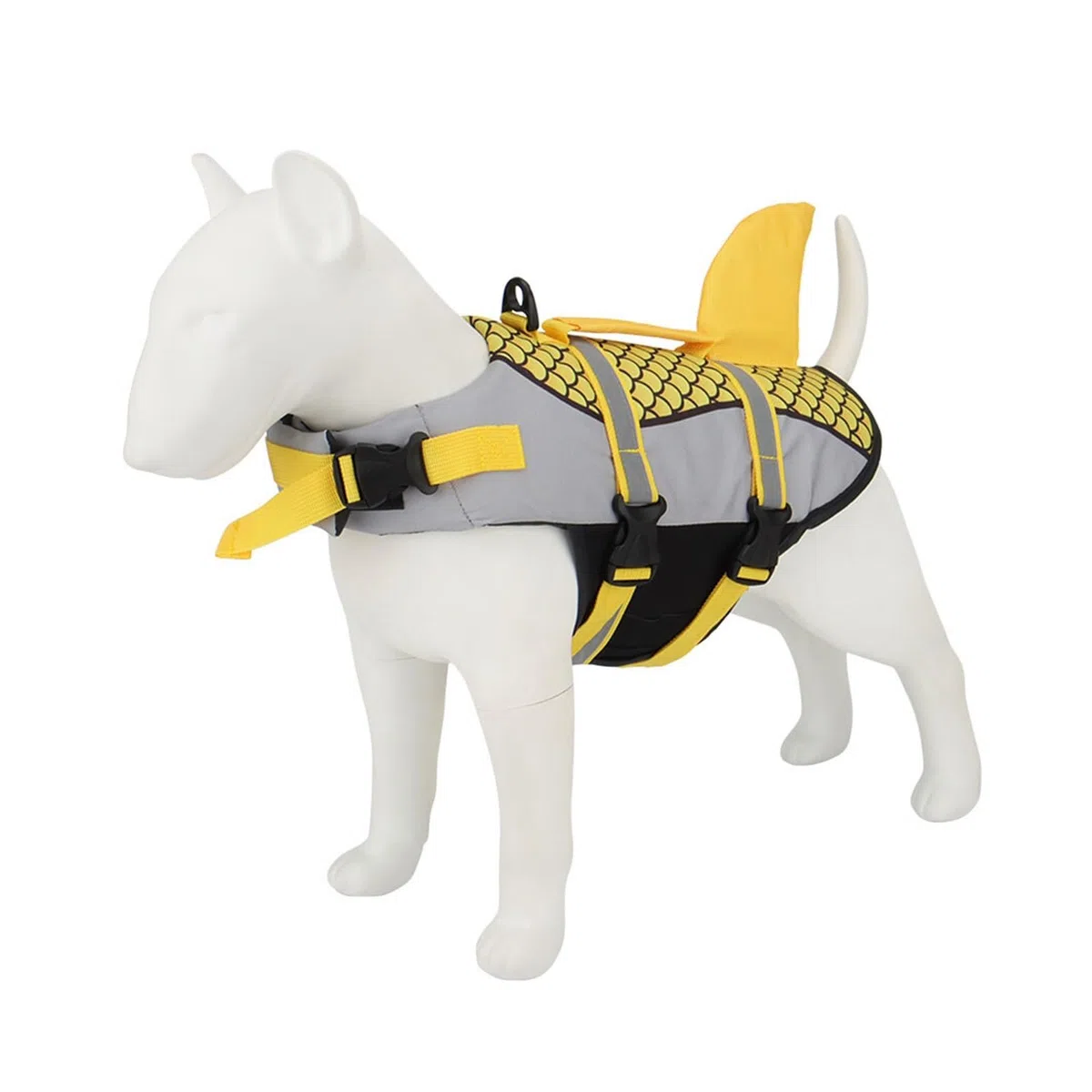 Chaleco Salvavidas for Perros con Aleta de tiburón, Chaqueta de Seguridad de flotabilidad con arnés for natación, Piscina y Playa, Traje de baño de Verano for Mascotas, 1 Uds.(Yellow,S)
