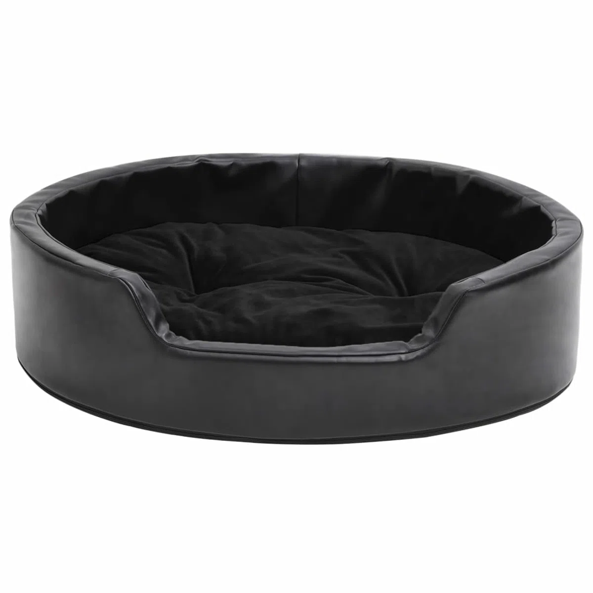 ZHOUMIN Cama para Perros, Sofa Perro, Colchon Perro, Sofá Cama para Mascotas, Felpa y Cuero sintético Negra 69x59x19 cm