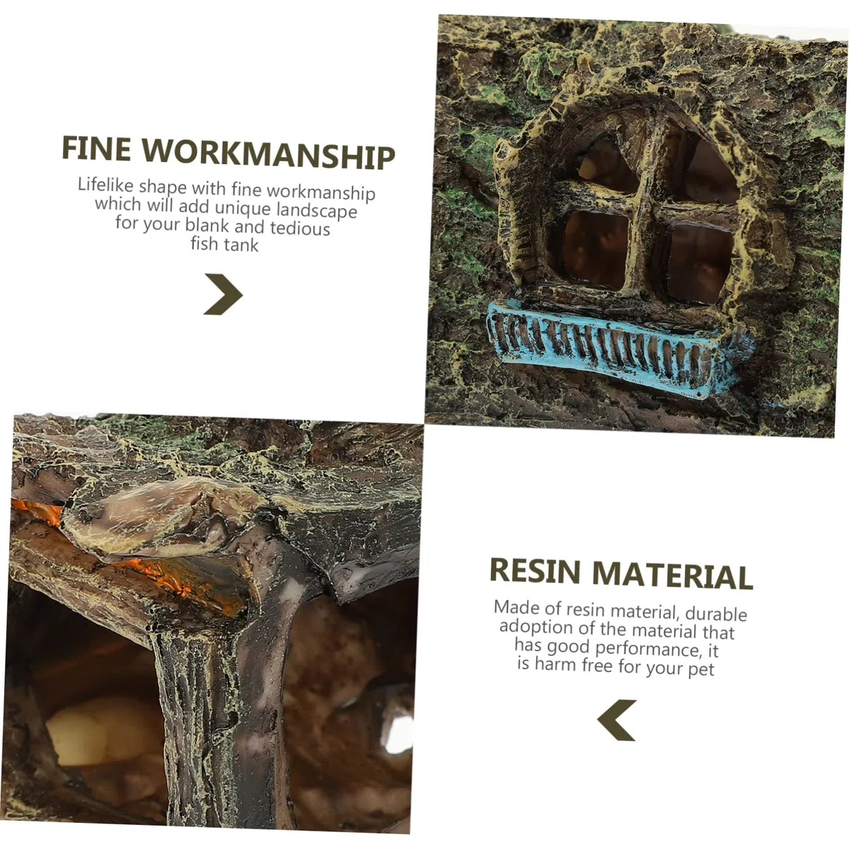 YARNOW 3 Piezas Decoración De Pecera Planta De Acuario Falsa Escondite Esponja Madera a La Helecho Neón Pegatina Flotante Decoraciones De Peceras Neto Cueva Casa Resina