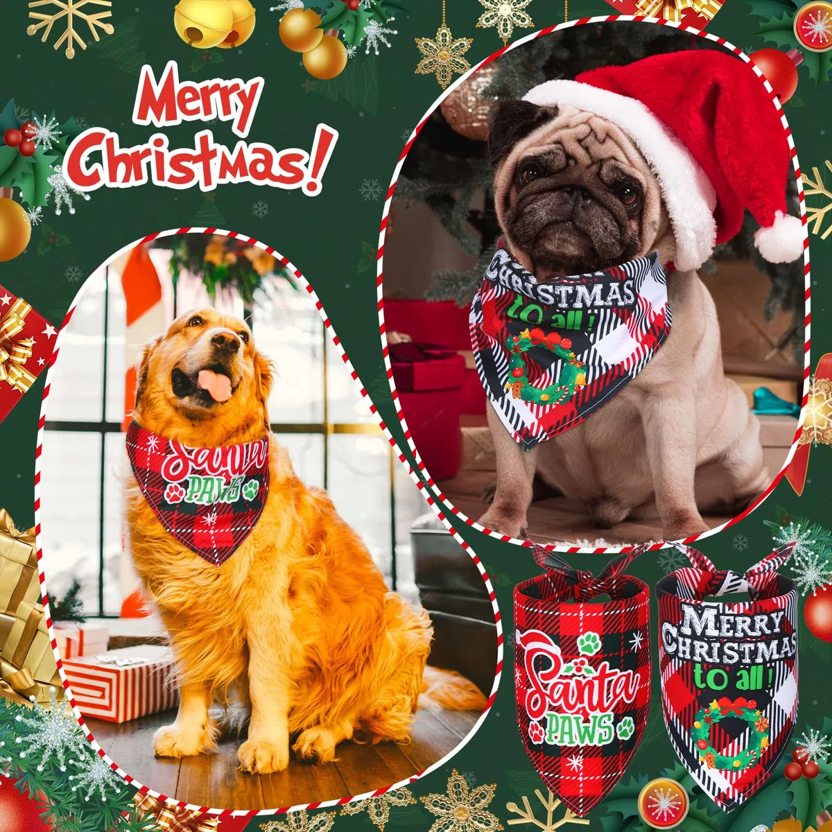 Abbylike 50 Bandanas de Navidad a Cuadros para Perro, Bufanda para Perros, Baberos para Cachorros, Bandanas Ajustables y Lavables, Accesorios de Disfraz para Mascotas, Suministros de Aseo para Gatos