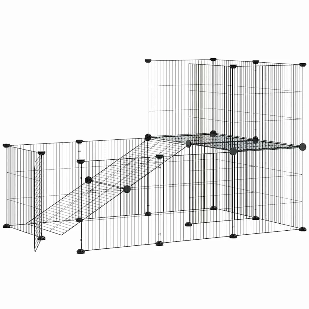 Jaula de 20 piezas para animales pequeños, de acero con recubrimiento en polvo, 35 x 35 cm, con puerta, casa para roedores para conejos, interior y balcón de jardín