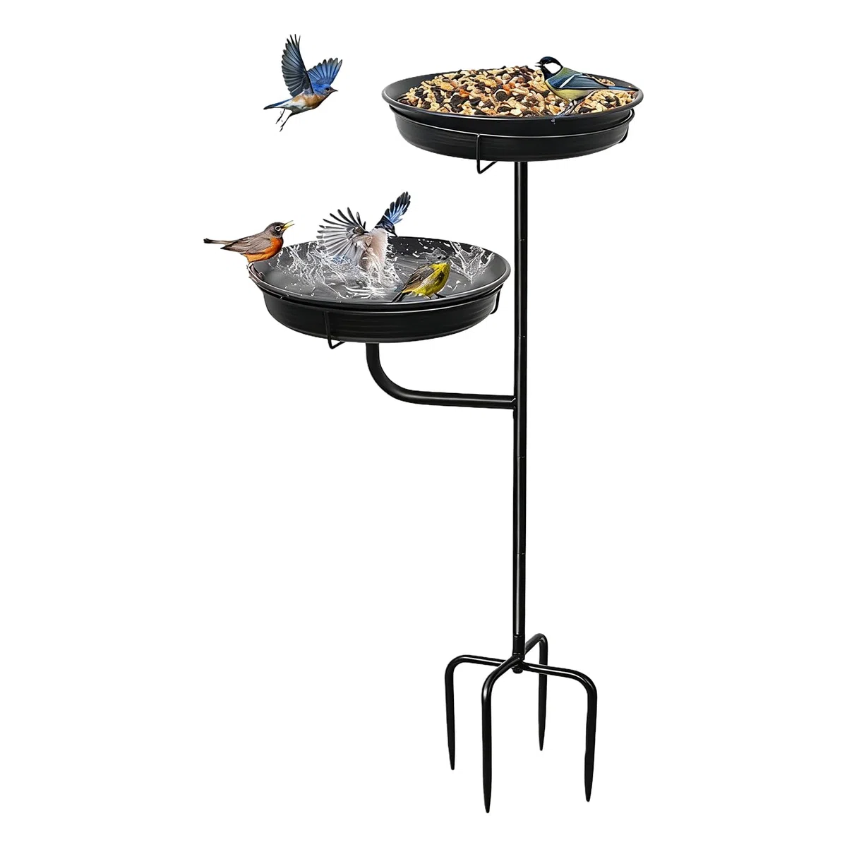 Bebedero para Pájaros Exterior De Pie para Aves | Bebedero para Aves de Pie con Base de 4 Púas para Jardín Patio Terraza Pabellón Césped Decoración Exterior Decoración Hogar
