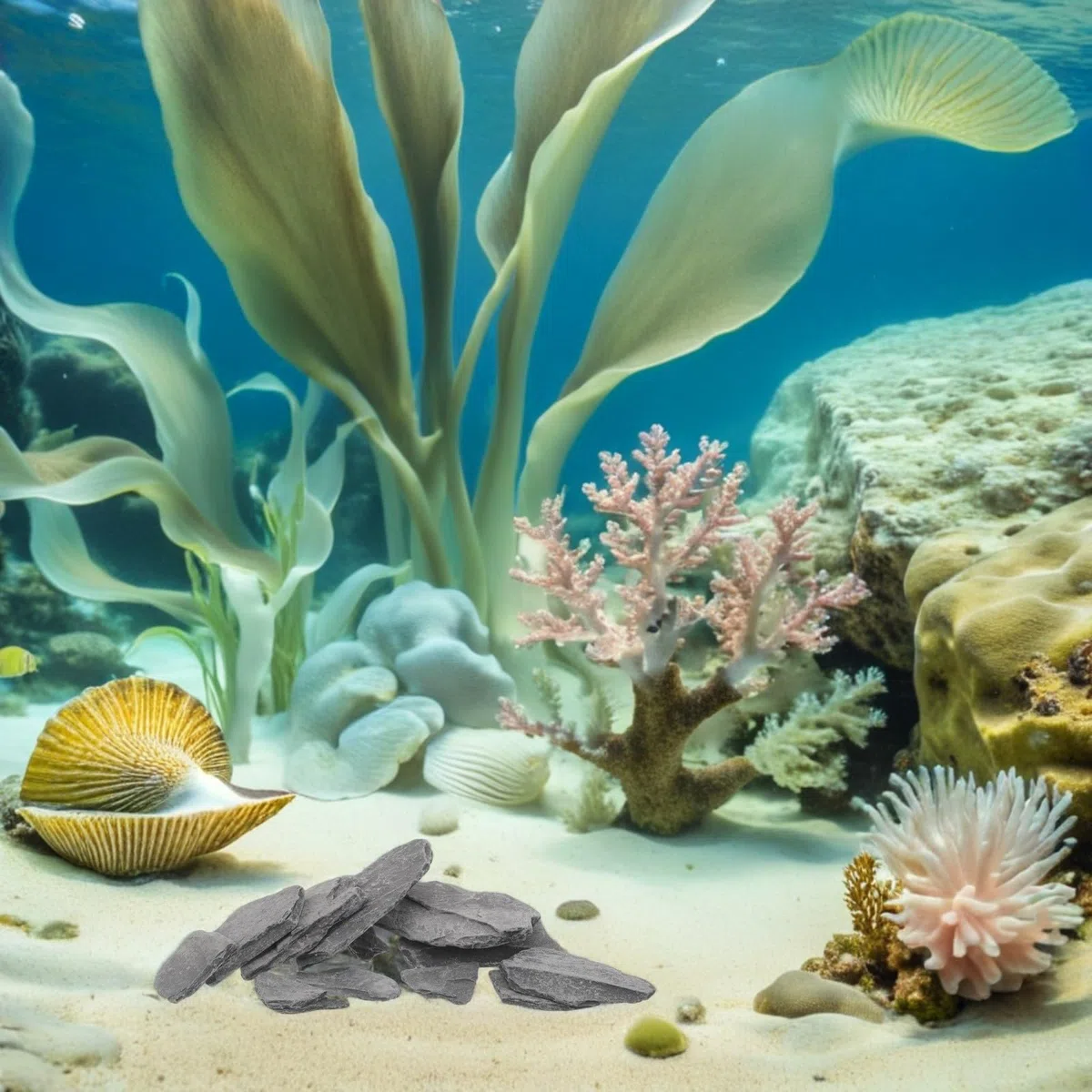 Happyyami Piedras Naturales para Acuario y Terrario en Forma de Losa, Roca Versátil para Acuarios Pequeños y Paisajismo de Agua Dulce Estética Natural