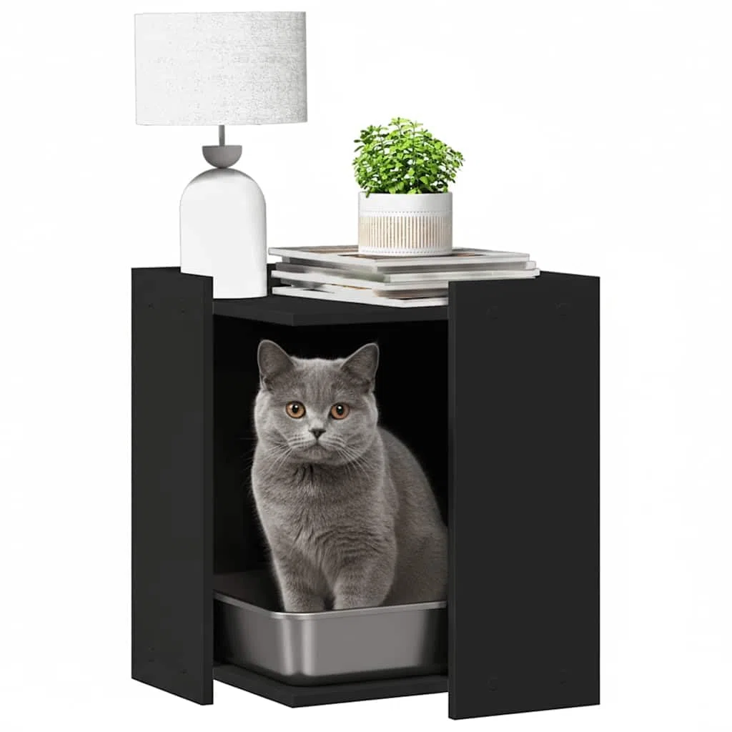 Caja de arena para gatos, 42 x 42 x 51 cm, material de madera