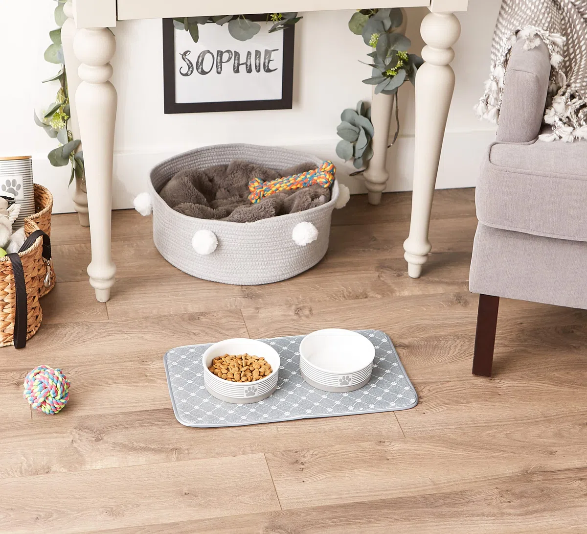 Bone Dry Tapete para Mascotas Lavable a máquina, Ultra Absorbente, 10 x 18 Pulgadas, Estampado de Enrejado Gris