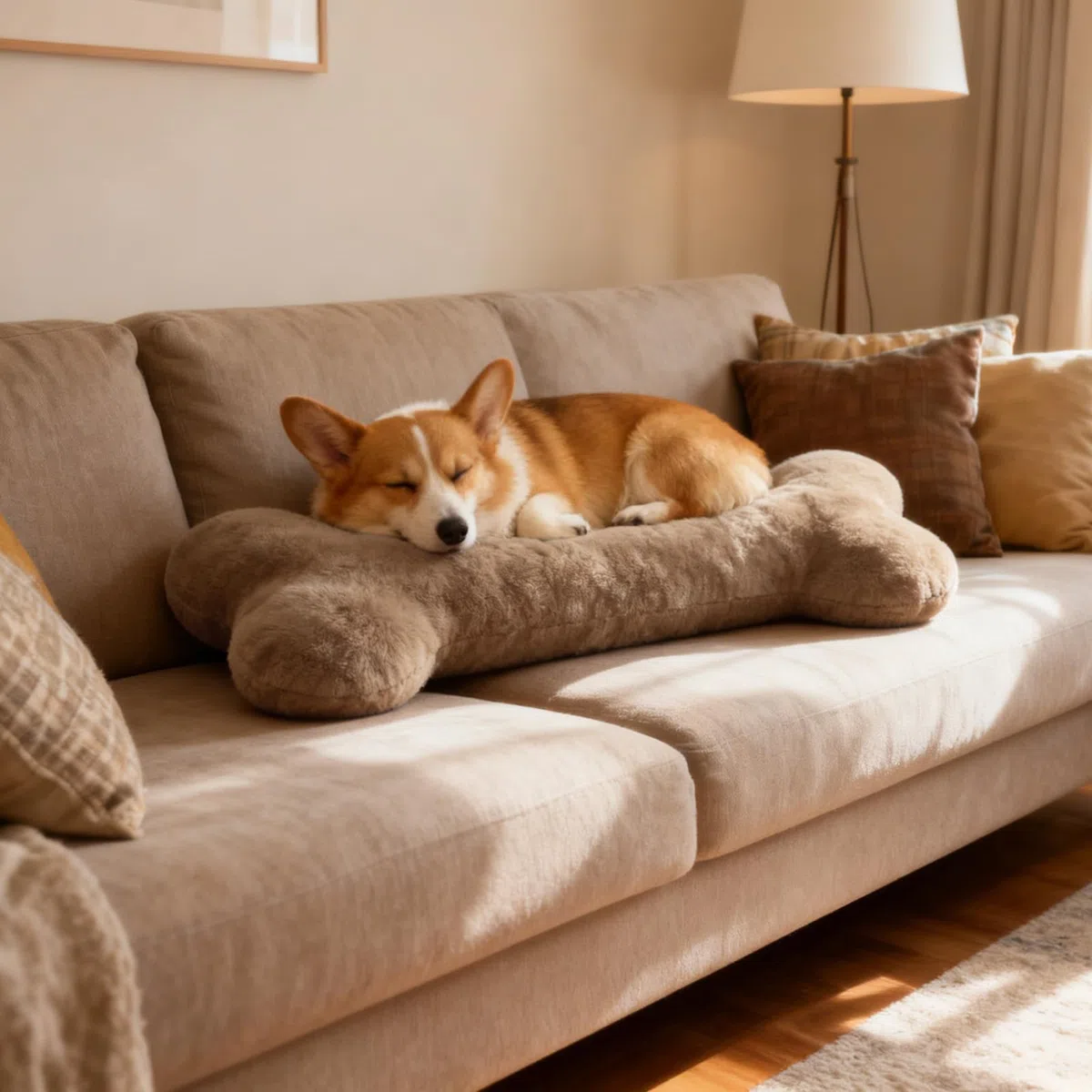 Juguete Para Perros Hueso De Peluche Almohada Relajante Para Cachorros De