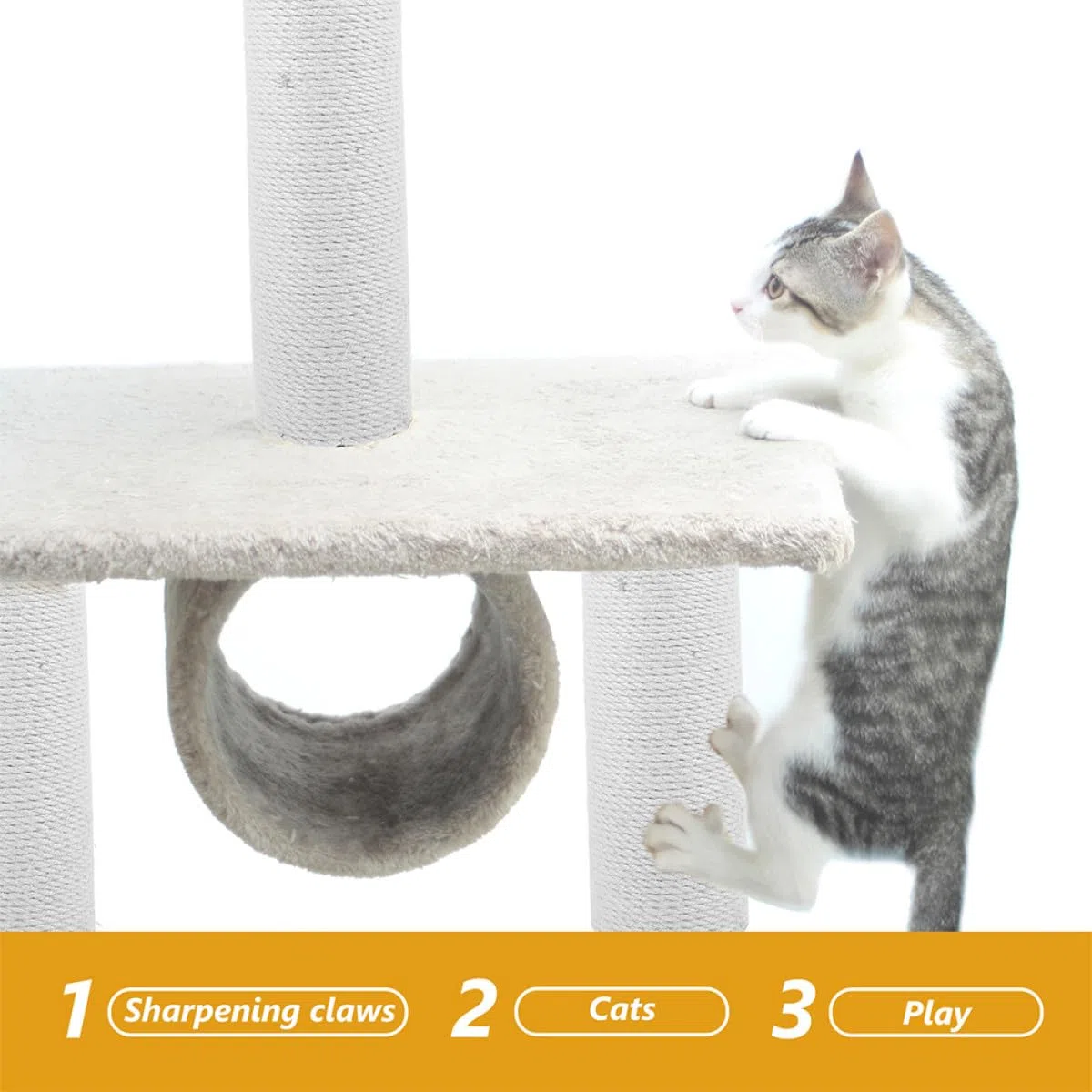 Cabilock Poste Rascador de Suelo para Gatos 2 Piezas, Repuesto de Cuerda de Yute Natural, Accesorio para Rascador Decorativo de Interior, 50 Cm Alto X 8 Cm Diámetro, Adecuado para