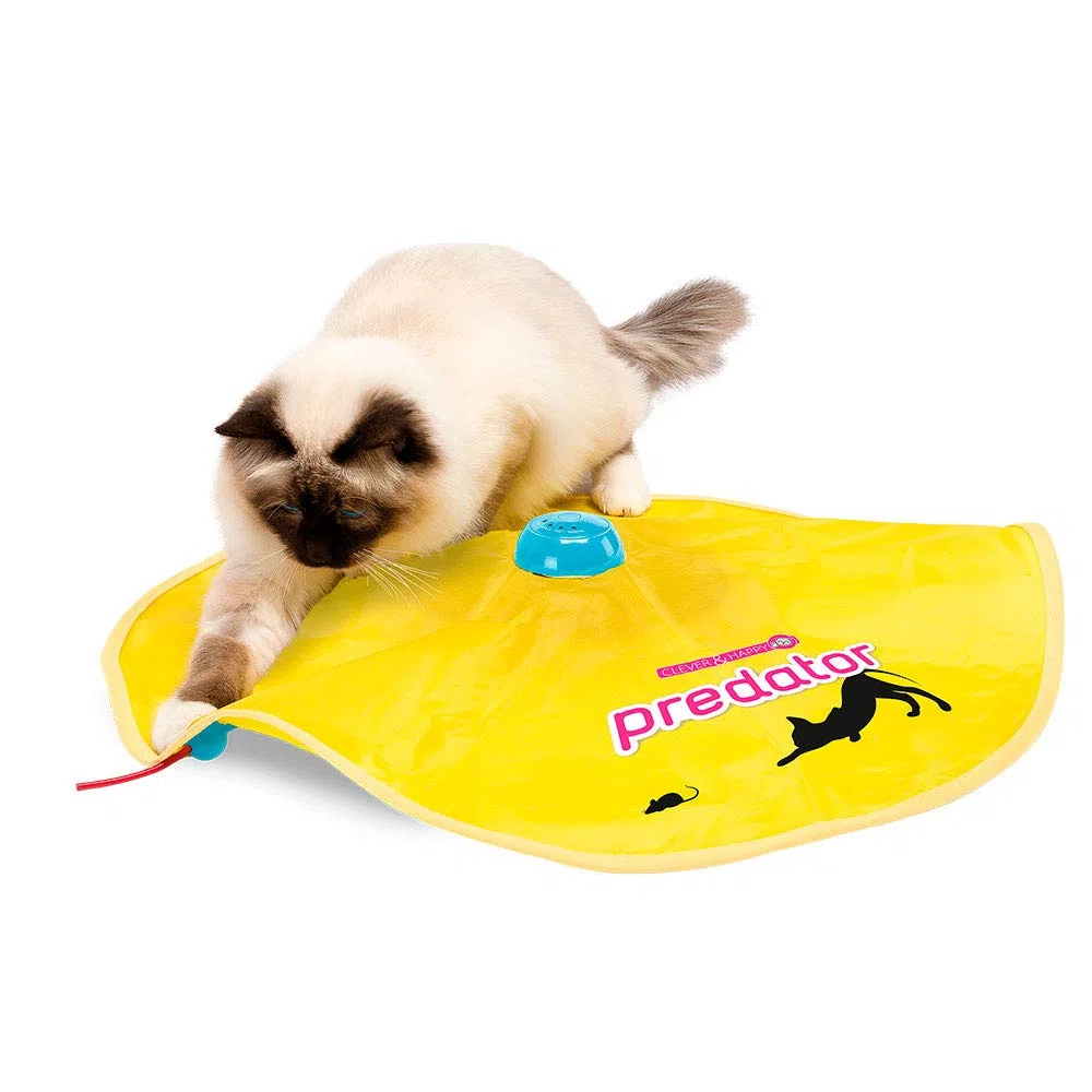 Ferplast Juguete para Gatos Predator, Juguete electrónico Interactivo para Gatos, Disco Giratorio, Que simula la Cola de un ratón moviéndose, Cuatro velocidades, Ø 61 x 8 cm