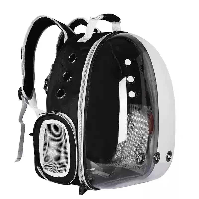 Pet Space Capsule Mochila, bolsa de transporte para gatos de gran capacidad, jaula de viaje portátil (negro)