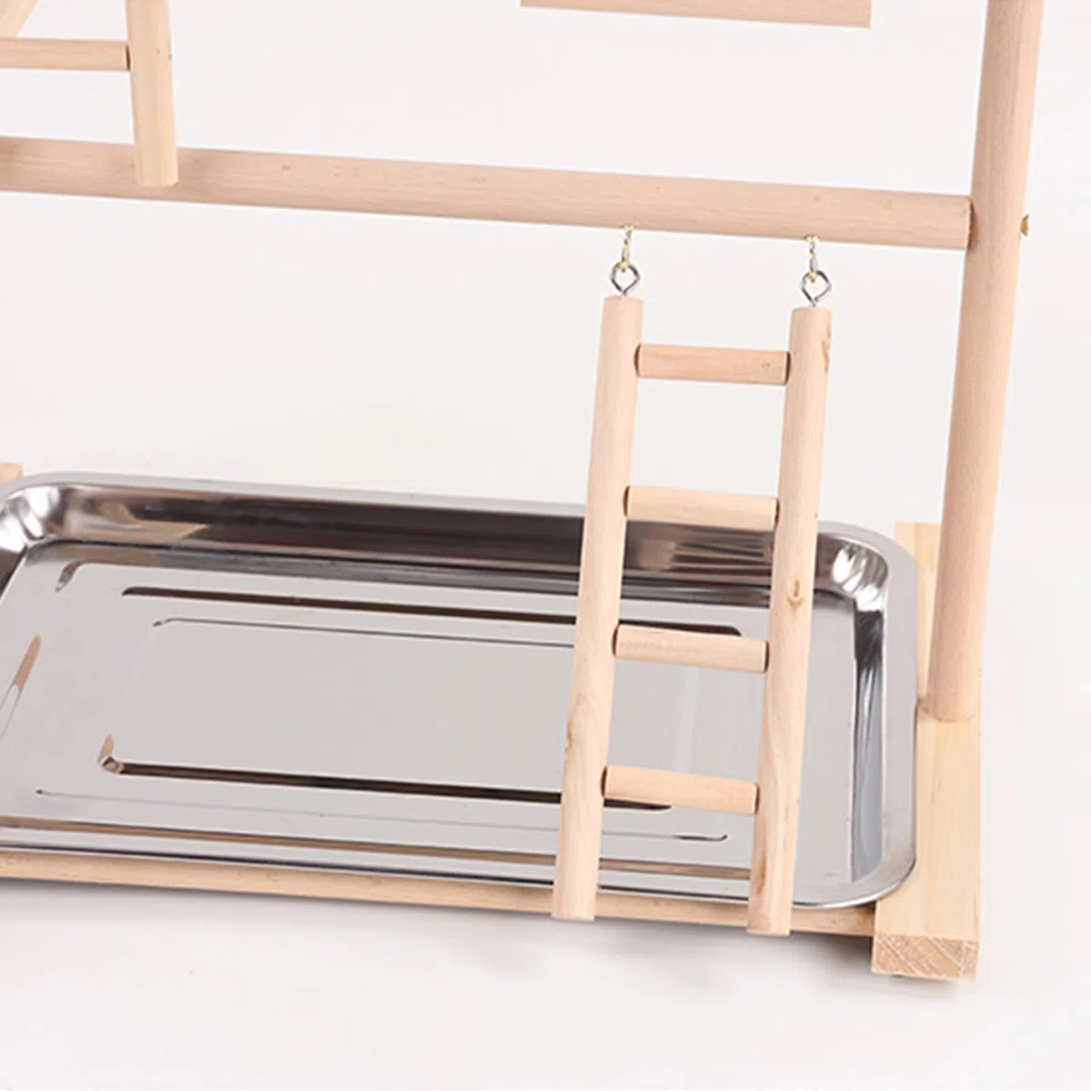 Parrots Bird Gym - Juego de soporte de madera para periquitos, periquitos, periquitos, juguete para pájaros pequeños