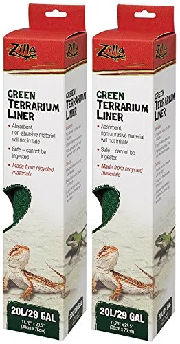 Zilla - Forro de sustrato para terrario de reptiles, color verde, 29 galones (2 unidades)