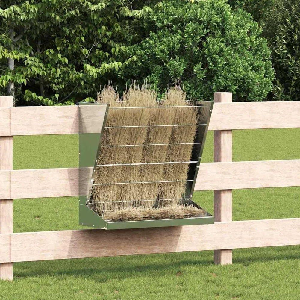 Comedero de heno de acero galvanizado de 71 x 33 x 70 cm, comedero automático resistente a la intemperie con 5 kg de capacidad para mascotas como gatos, perros, pájaros, roedores, ideal para